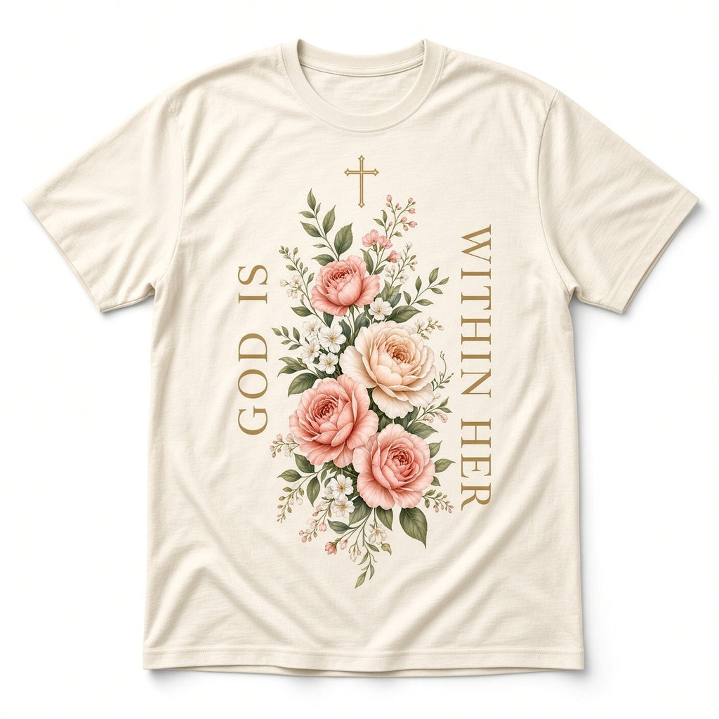 4Pcs 10" God Is Within Her Floral Cross DTF Transfer Heat Press