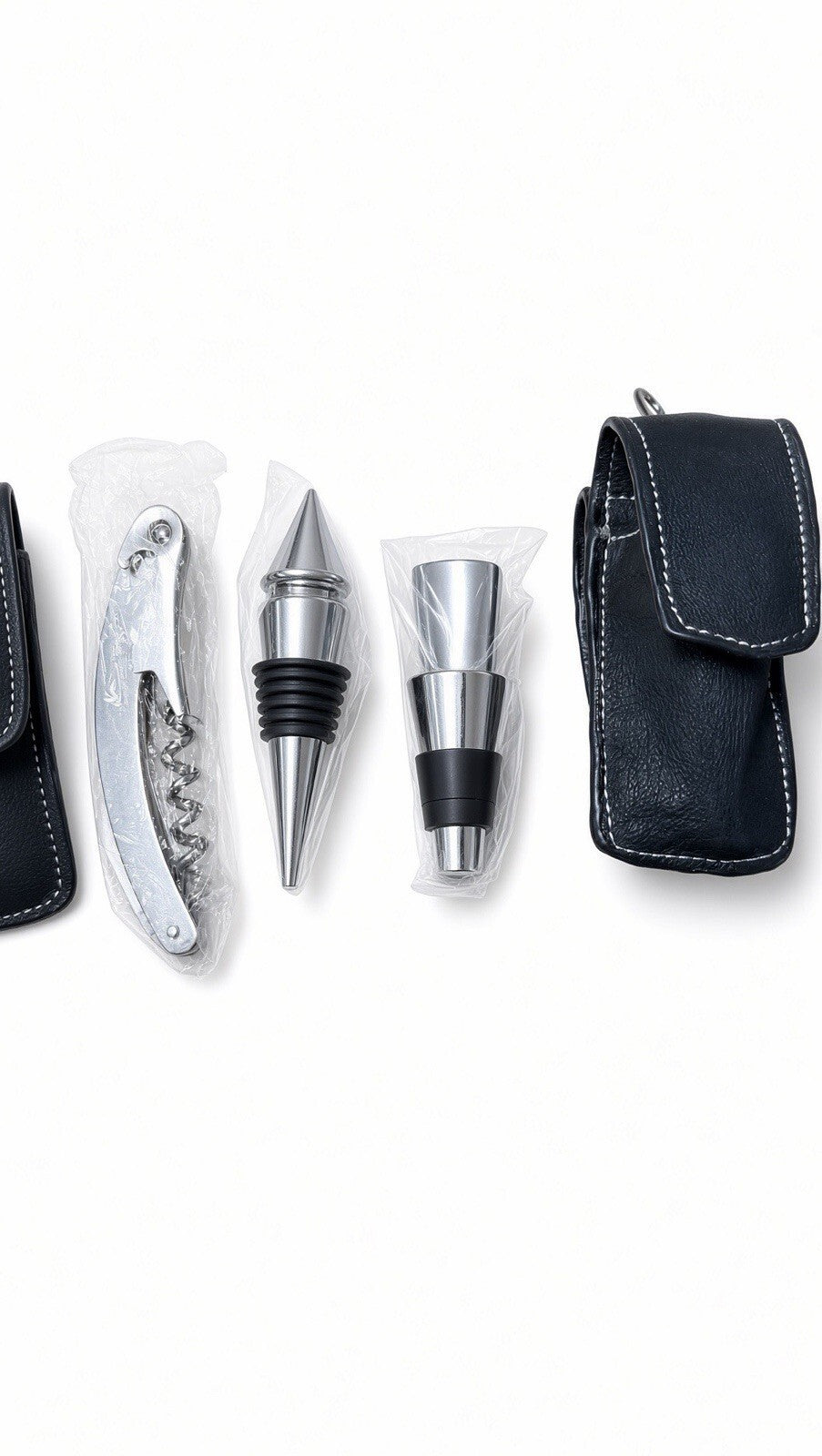 CaddyO Wine Bottle Carrier Tote Insulated Travel Case Corkscrew Stopper Black