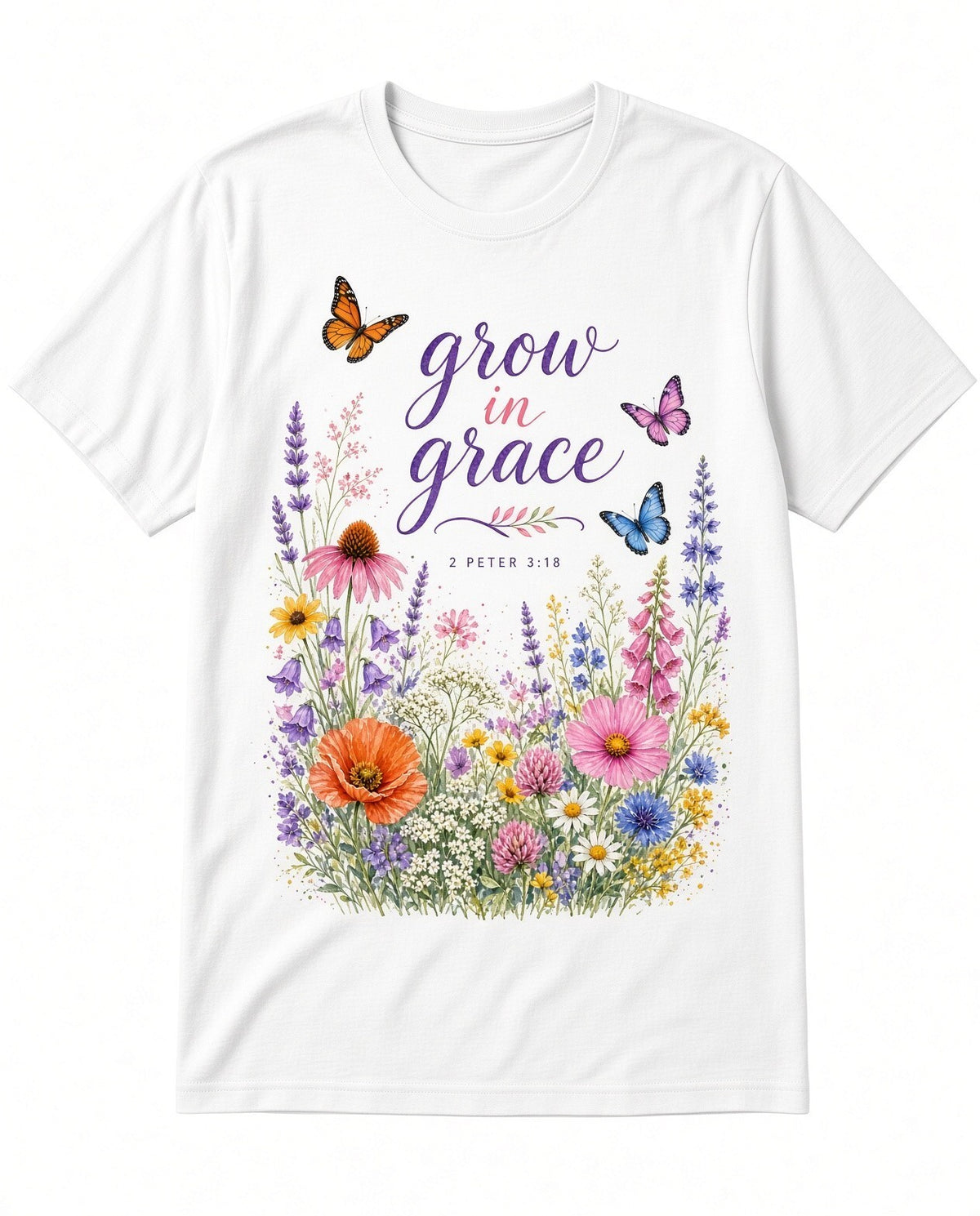 4pcs 10in Grow in Grace Wildflower Bible Verse DTF Transfer