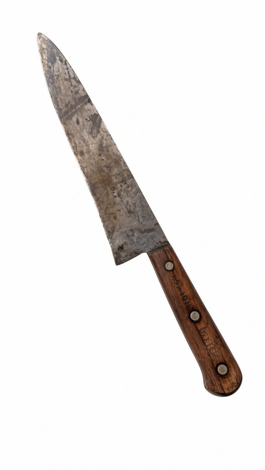 Vintage Dexter 45A10H 10" Carbon Steel Chef Knife Wood Handle Full Tang USA