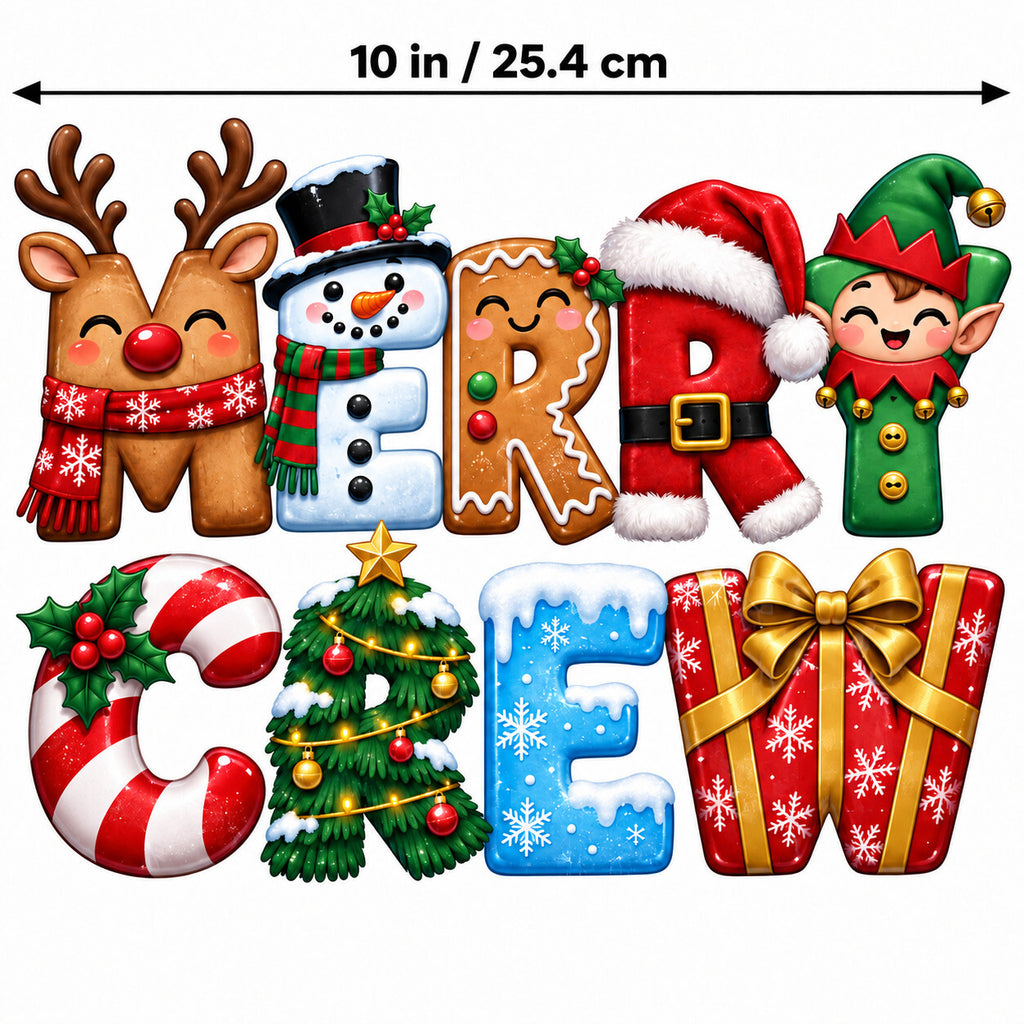 4PCS 10in Merry Crew Christmas Character DTF Transfers