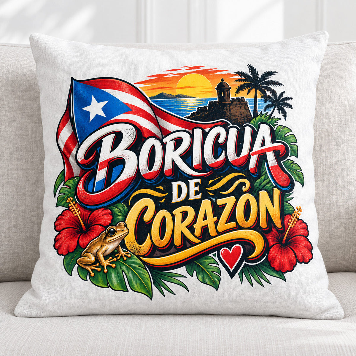 4 Pack Boricua De Corazon Puerto Rico DTF Transfers 10 Inch Iron On