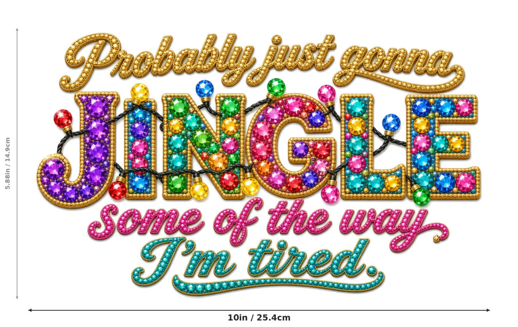 Jingle Some of the Way I'm Tired DTF Transfer 10" PK4 Funny Christmas Press