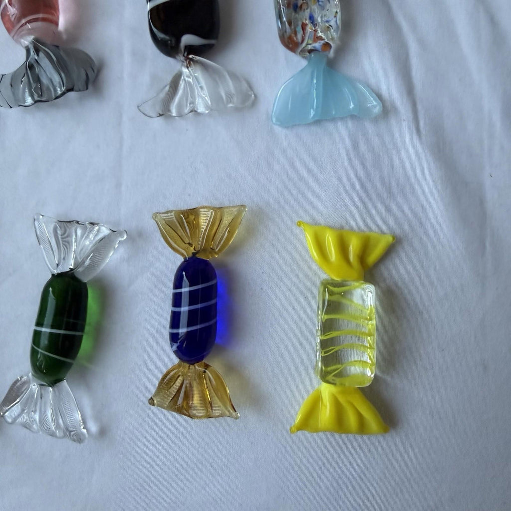 Vintage Murano Art Glass Candy Figurines Lot w/ Crystal Compote