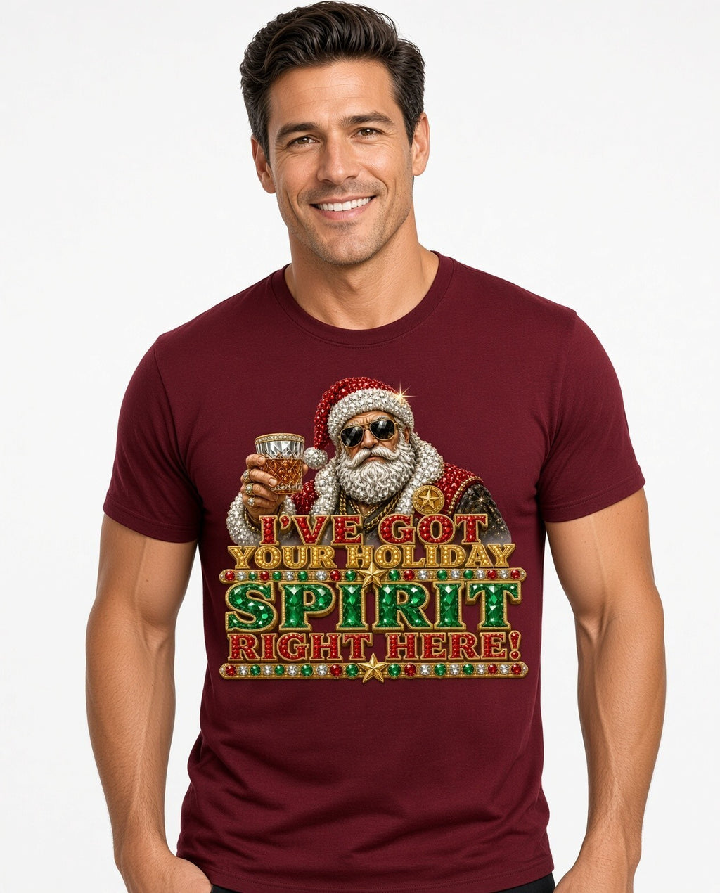 Holiday Spirit Santa DTF Transfer 10" PK4 Funny Christmas Heat Press Shirt