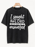 I Sought The Lord Christian T-Shirt Acid Wash Black Faith Graphic Tee