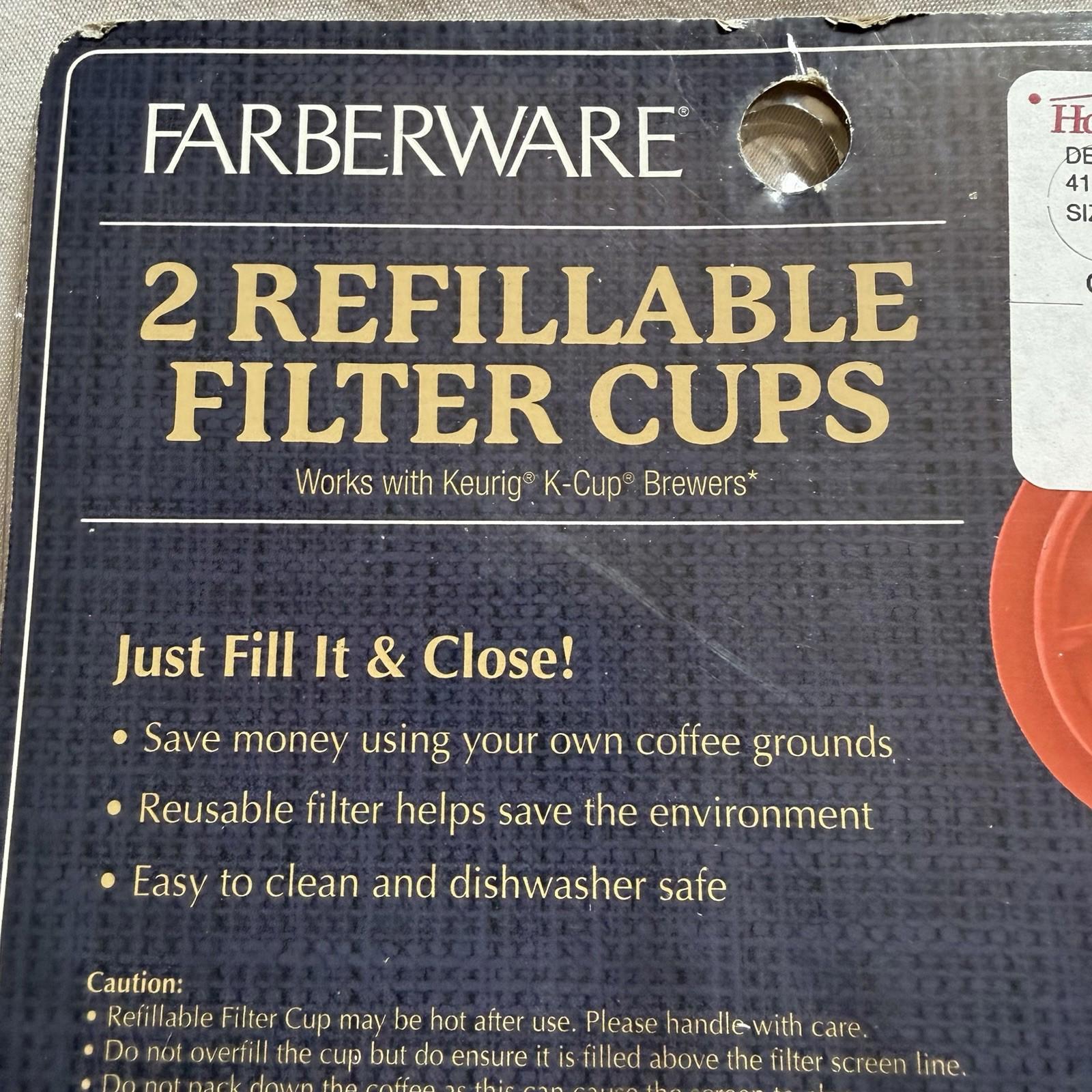 Farberware 2-Pack Reusable K-Cup Filter Cups for Keurig 1.0 Brewers, Red