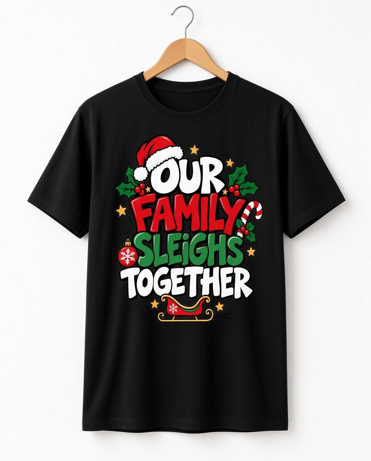 Our Family Sleighs Together Christmas DTF Transfer Ready to Press