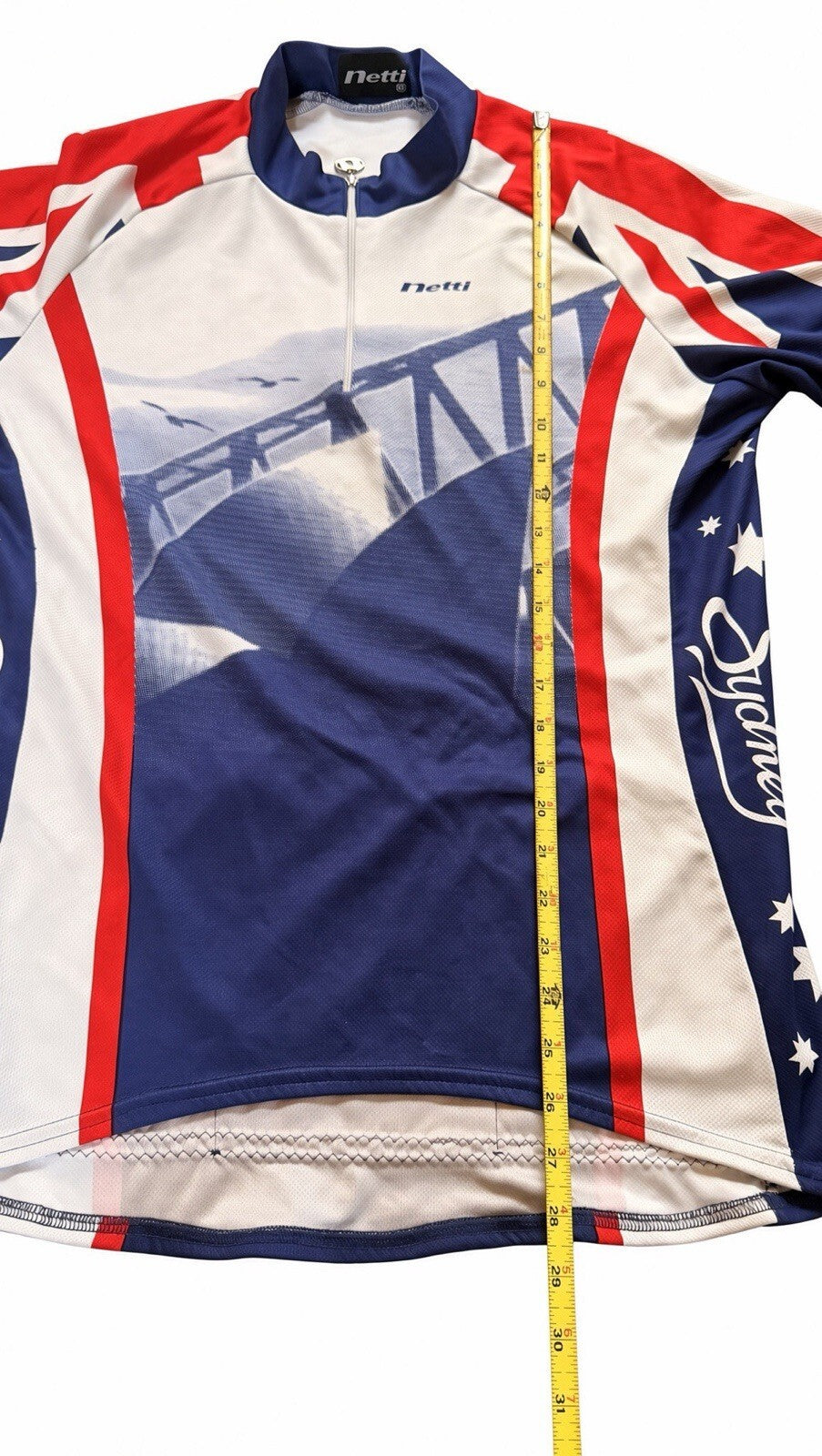 Netti Australia Cycling Jersey XXL Australian Flag Short Sleeve 1/4 Zip Bike