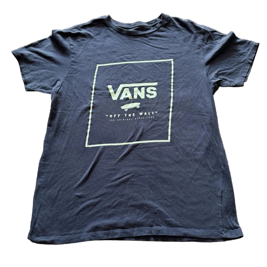 Vans Off The Wall Box Logo T-Shirt Navy Blue Medium Skate Graphic