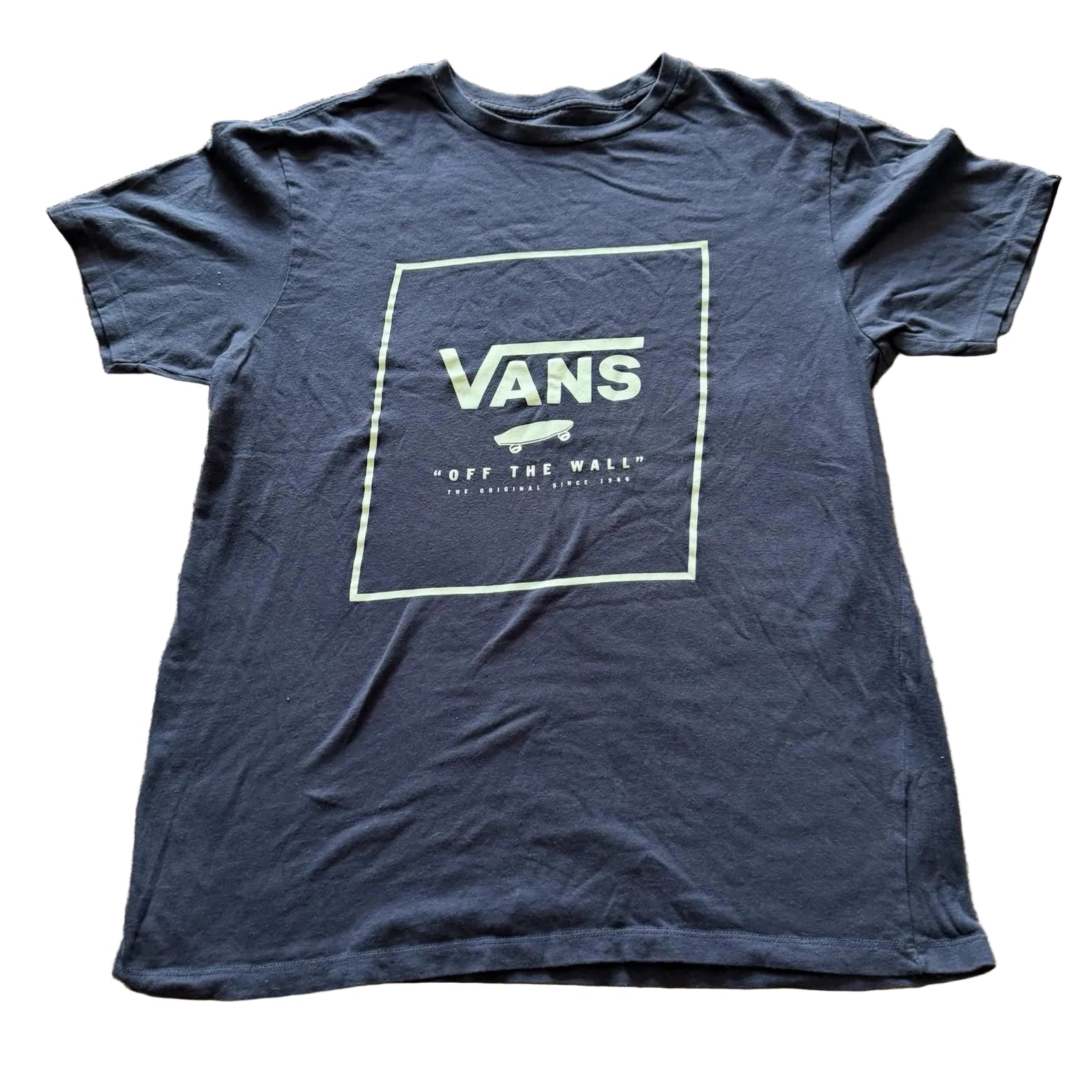 Vans Off The Wall Box Logo T-Shirt Navy Blue Medium Skate Graphic