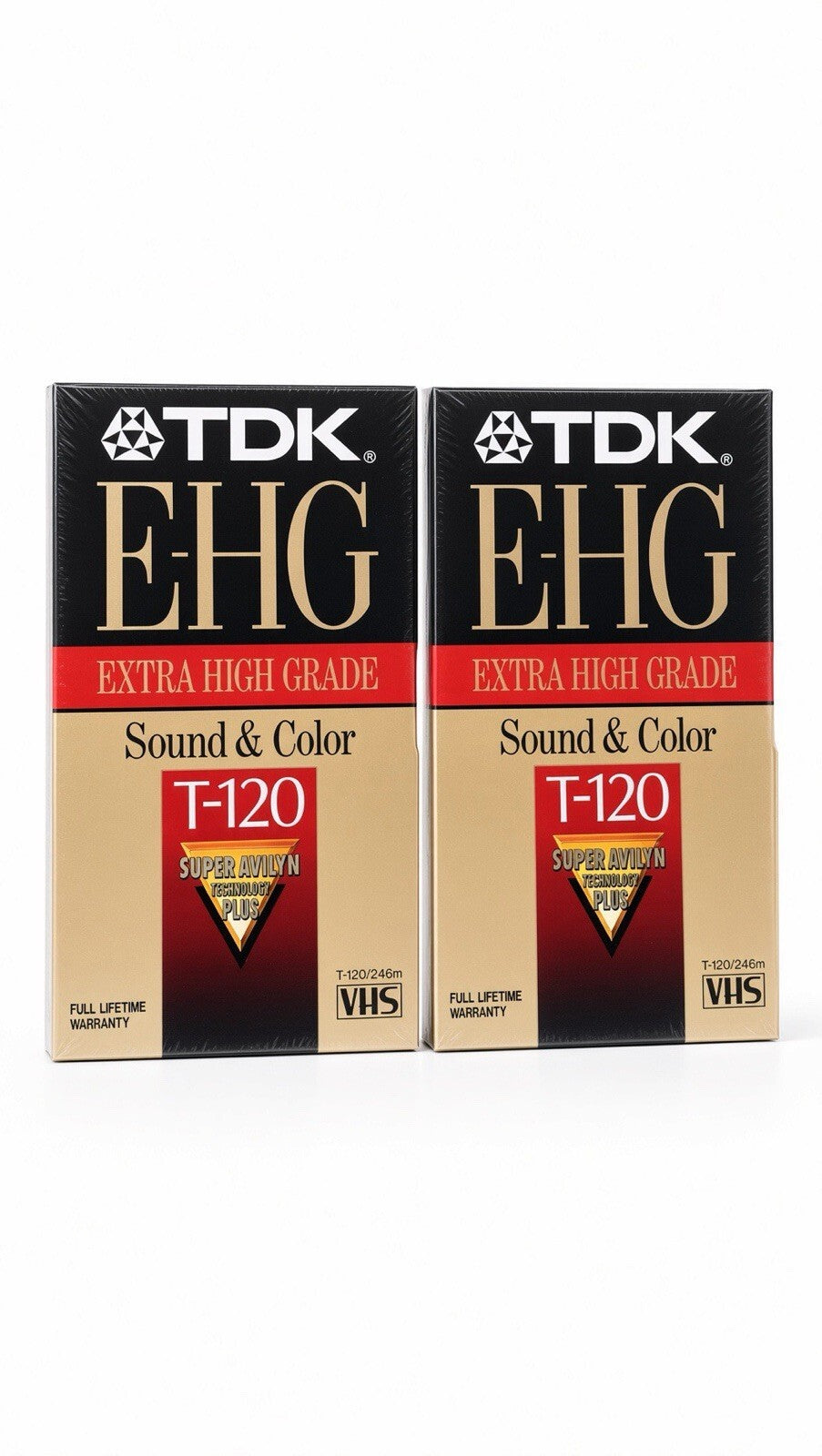 2 Pack TDK EHG T-120 VHS Sealed Extra High Grade Super Avilyn Blank Tape NOS