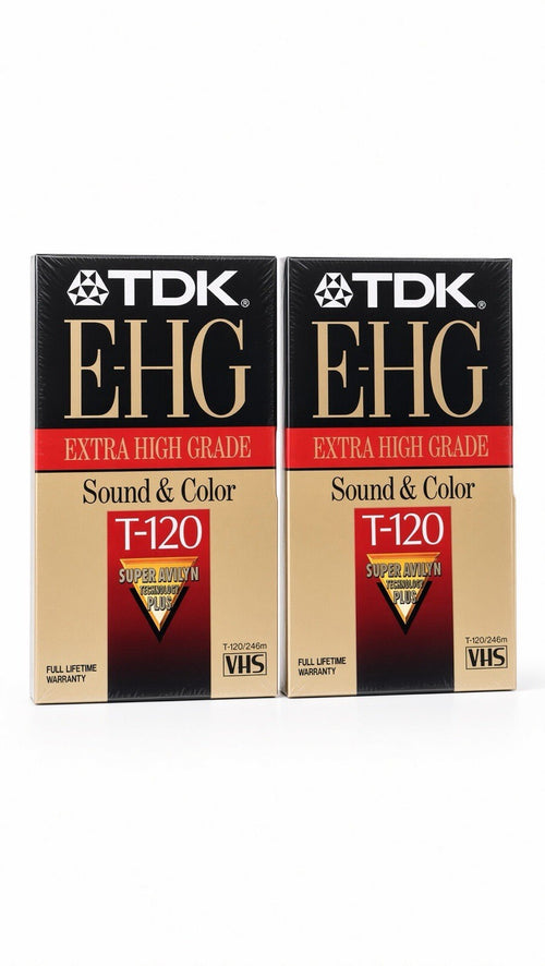 2 Pack TDK EHG T-120 VHS Sealed Extra High Grade Super Avilyn Blank Tape NOS