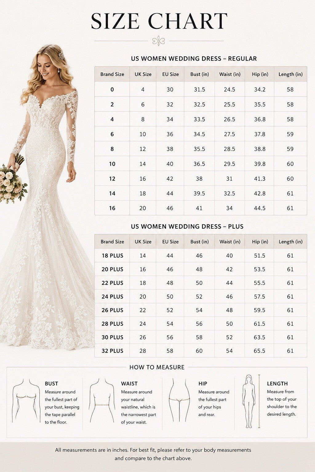 Ivory Lace Mermaid Wedding Dress Size 12 Floral Embroidered Bridal Gown Train