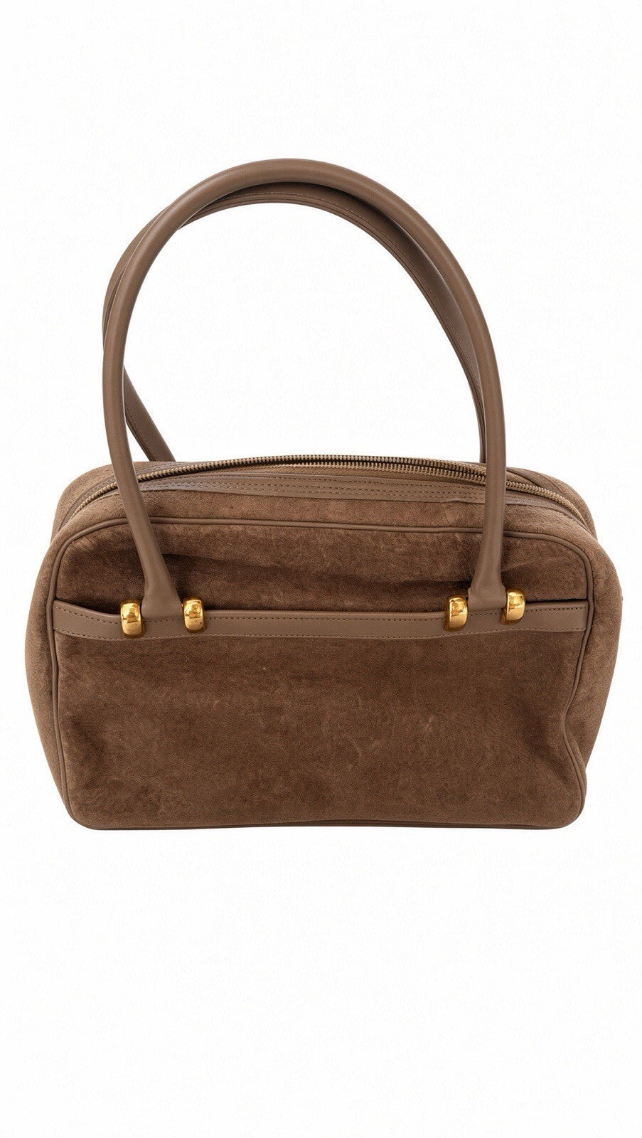 Vintage Morris Moskowitz Brown Suede Leather Handbag Purse Gold Hardware USA