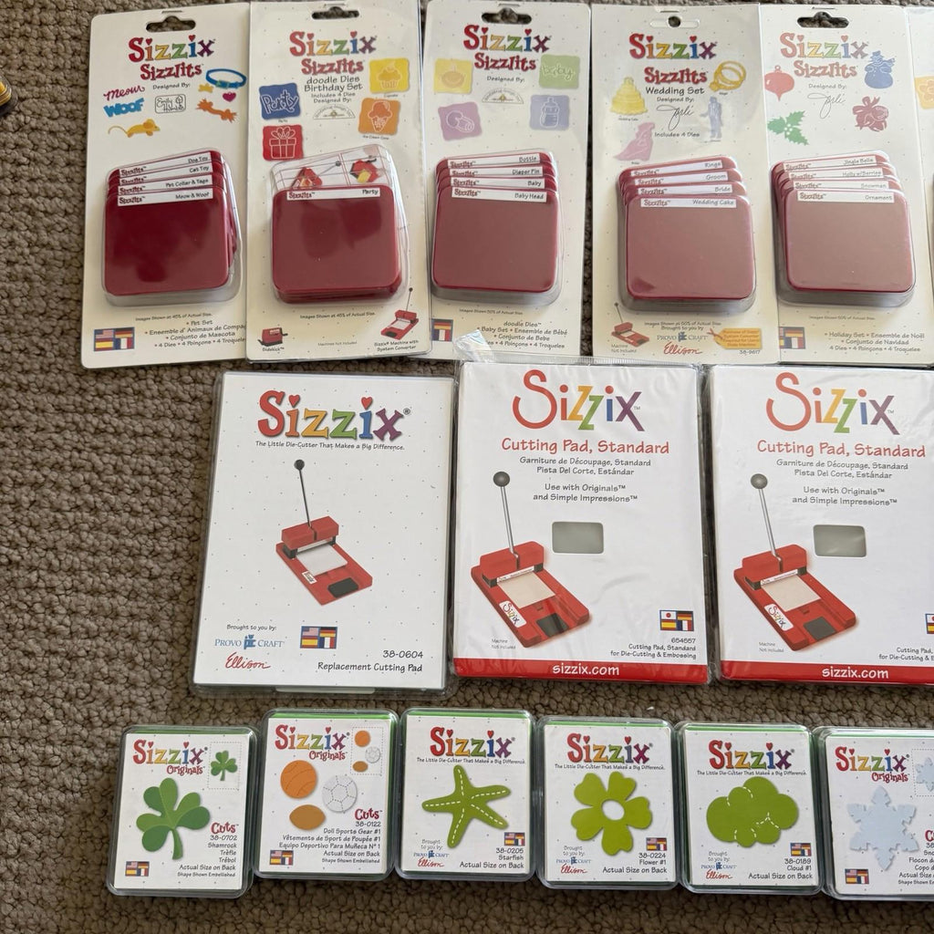 Sizzix Original Red Wheeled Carry Bag w/ Machine & Dies Lot