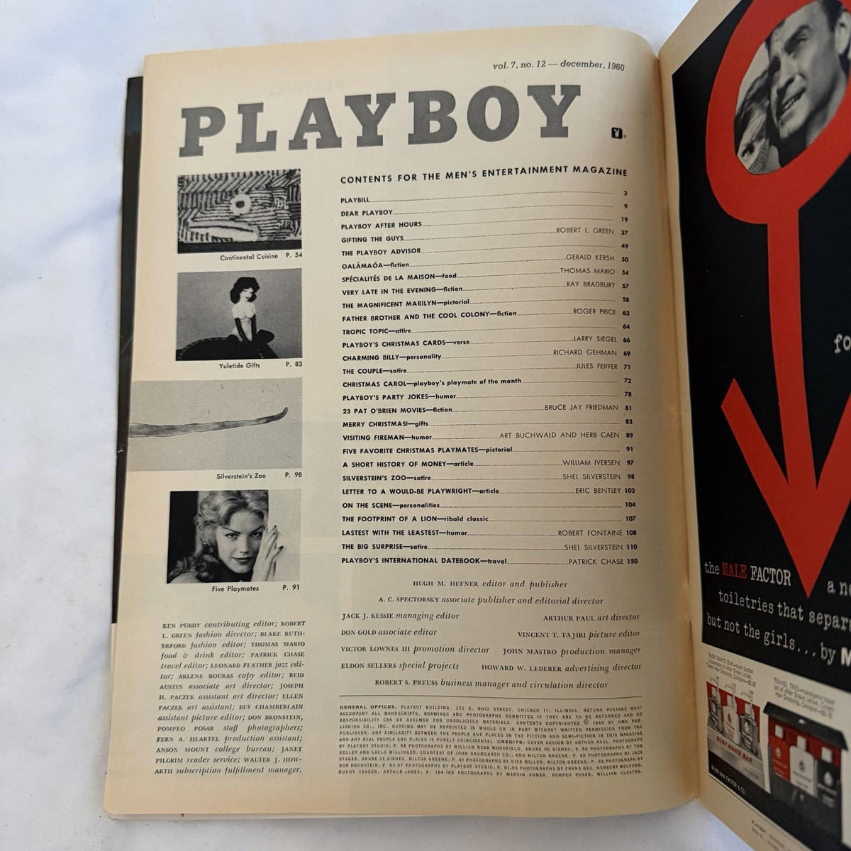 Playboy Dec 1960 Carol Eden Christmas Egg Cover Marilyn Monroe Vintage