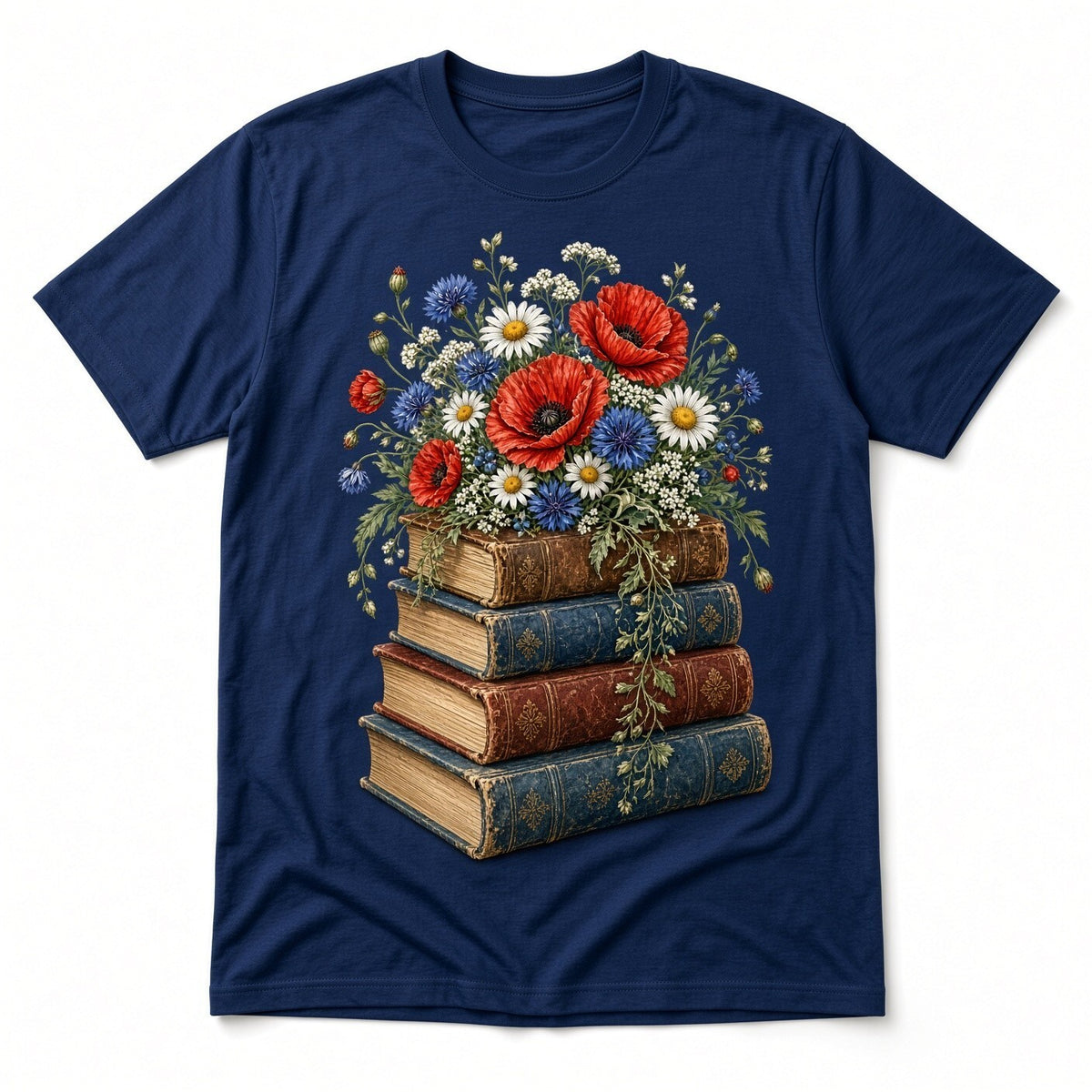4pcs 10in Floral Antique Book Stack Poppy DTF Transfer