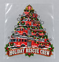 4 Pack Christmas Fire Truck DTF Heat Transfers Rescue Crew 10 Inch