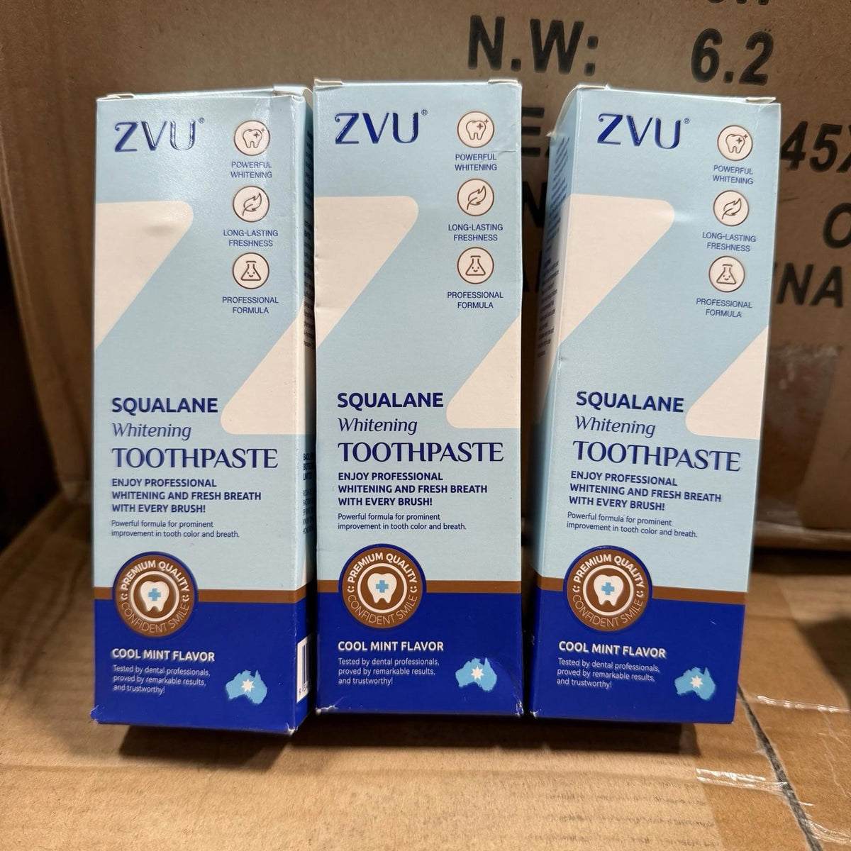ZVU Squalane Whitening Toothpaste Cool Mint - 3 Pack Professional Formula