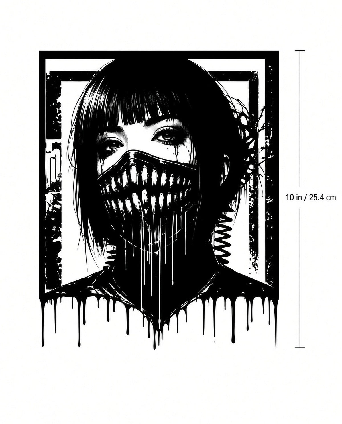 4PCS 10" DTF Transfers Dark Anime Mask Face Iron On Heat Press Shirt