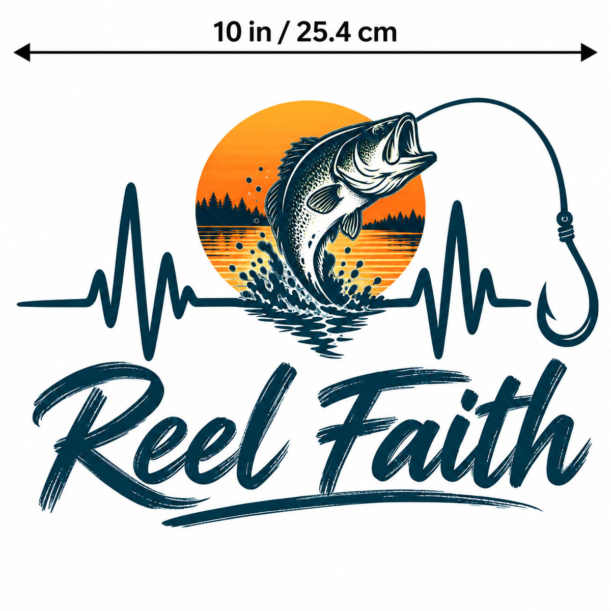 4PCS 10in Reel Faith Fishing Bass DTF Heat Transfers