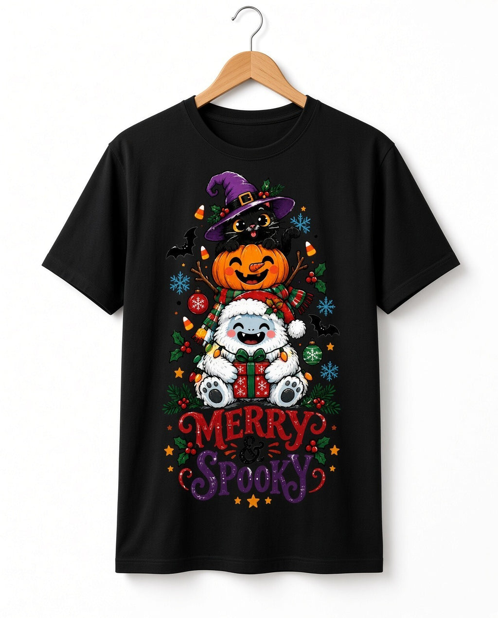 Merry & Spooky Yeti Pumpkin Cat DTF Transfer Ready to Press Print