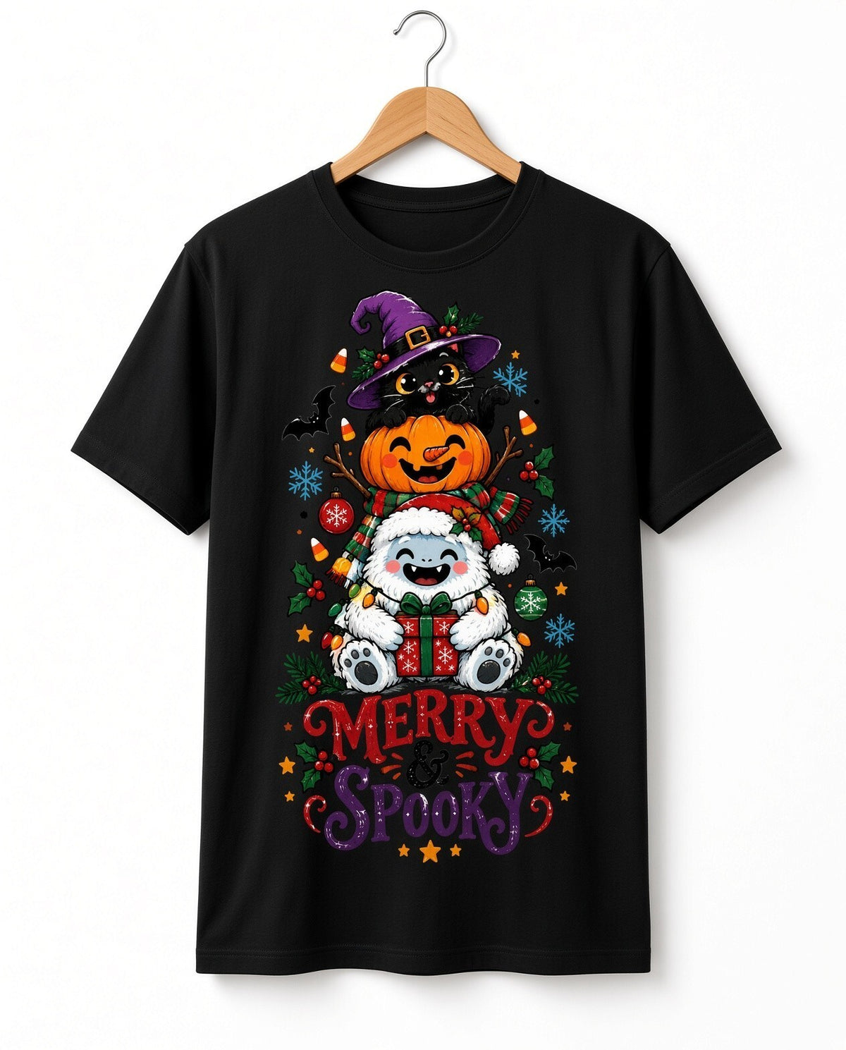 Merry & Spooky Yeti Pumpkin Cat DTF Transfer Ready to Press Print