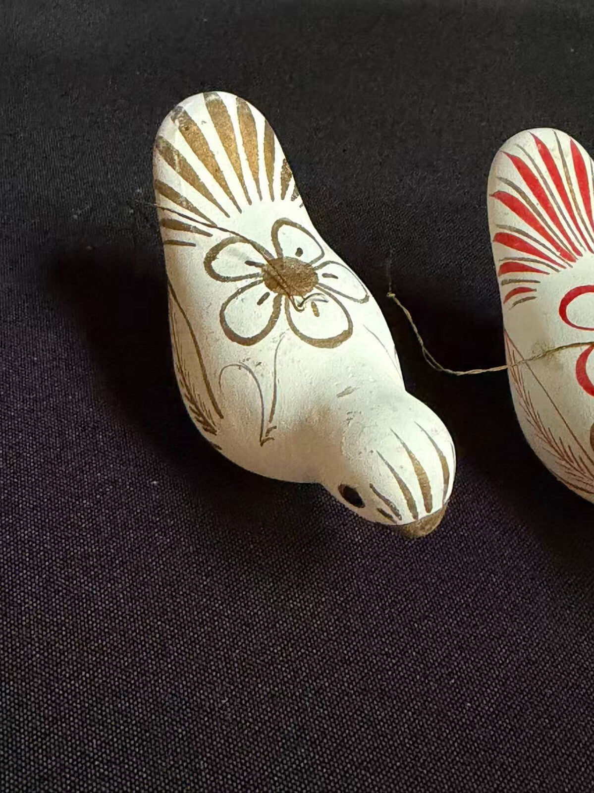 Set of 3 Vintage Mexican Clay Bird Whistles Hand Painted Hecho en Mexico