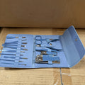 16-Piece Manicure Pedicure Set Blue Leather Case Nail Clippers Grooming Kit