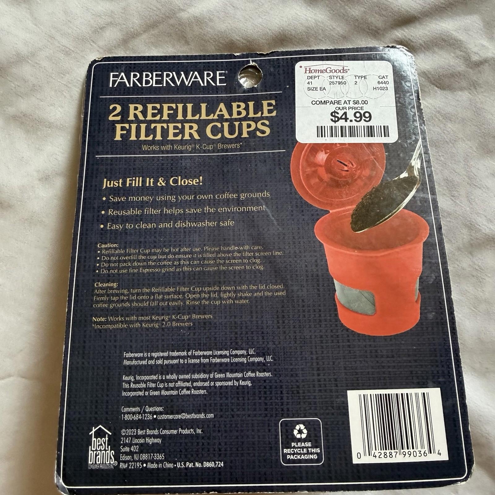 Farberware 2-Pack Reusable K-Cup Filter Cups for Keurig 1.0 Brewers, Red