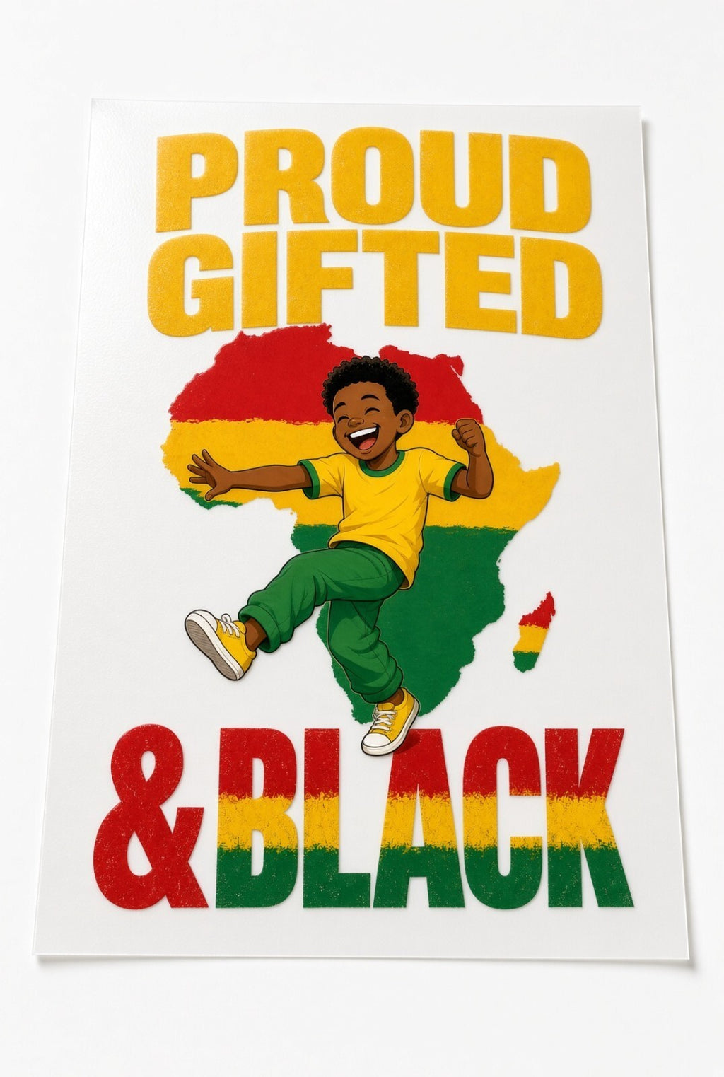 4pc 10" Proud Gifted & Black Africa Map Kids Pride DTF Transfer Ready to Press