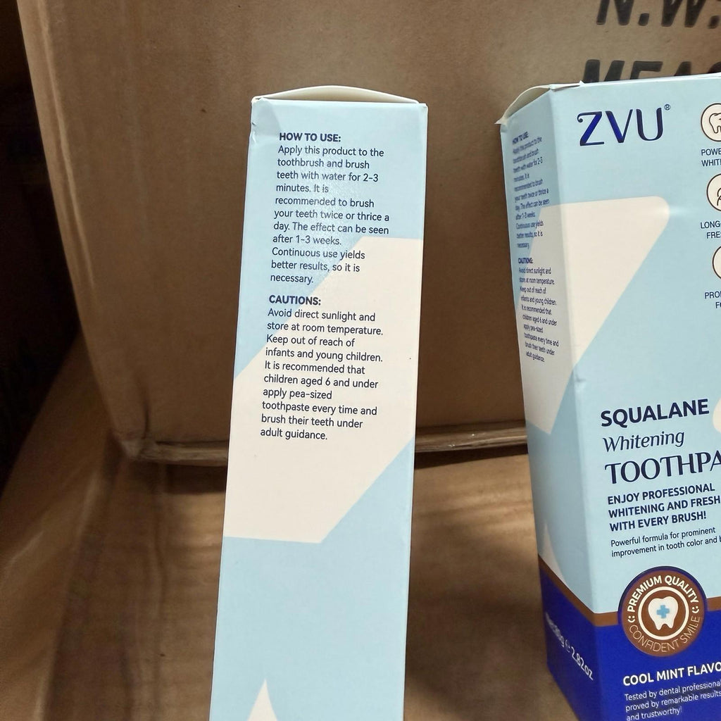 ZVU Squalane Whitening Toothpaste Cool Mint - 3 Pack Professional Formula