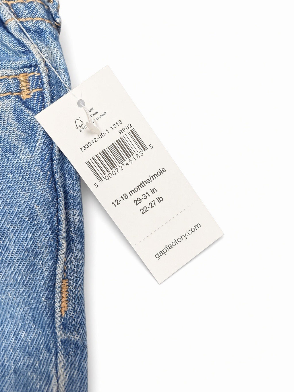 Baby Gap Girlfriend Jeans 12-18 Months Toddler Light Wash Paperbag Elastic Waist