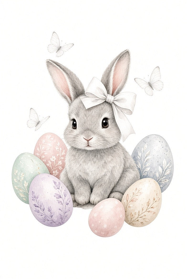4pcs 10in Easter Bunny Eggs Butterflies DTF Transfer