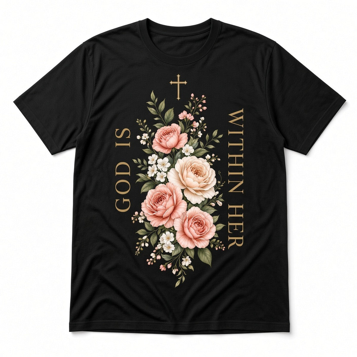 4Pcs 10" God Is Within Her Floral Cross DTF Transfer Heat Press