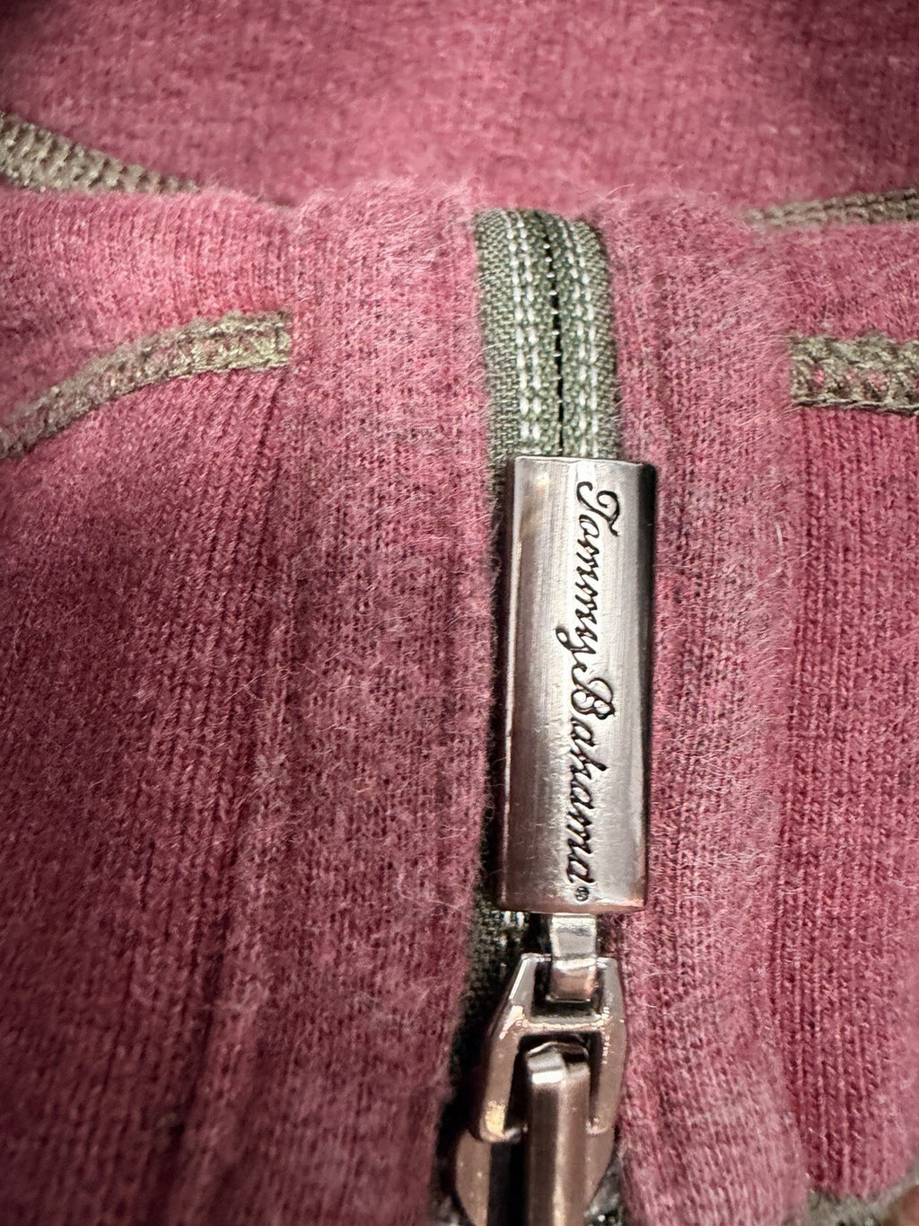 Tommy Bahama Olive Quarter Zip Pullover XXL Pink Marlin Logo Pink Lining Sweater