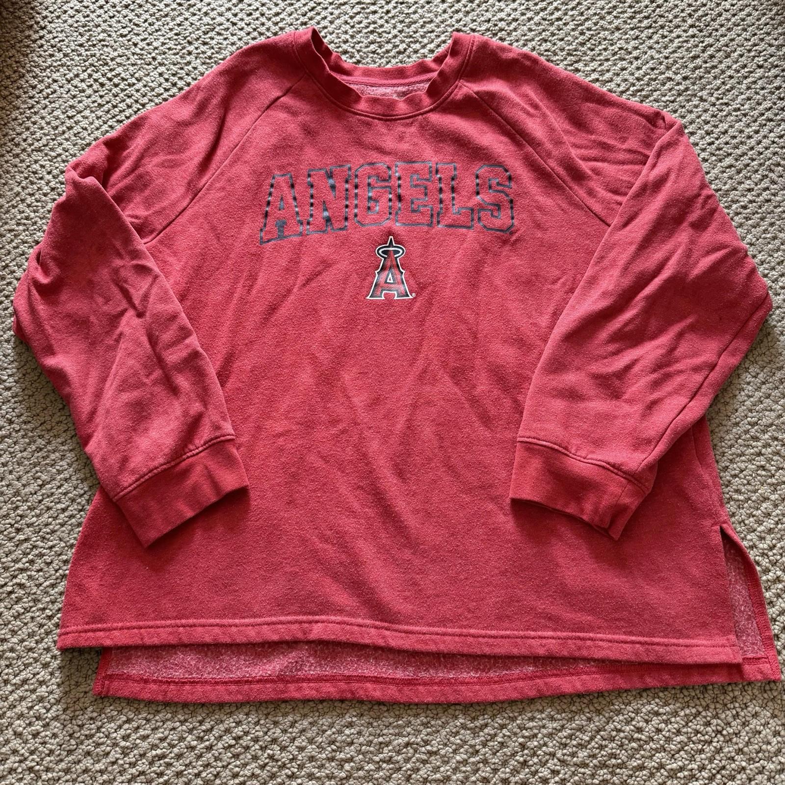 MLB Angels Campus Lifestyle Oversized Red Pullover Sweatshirt Size L