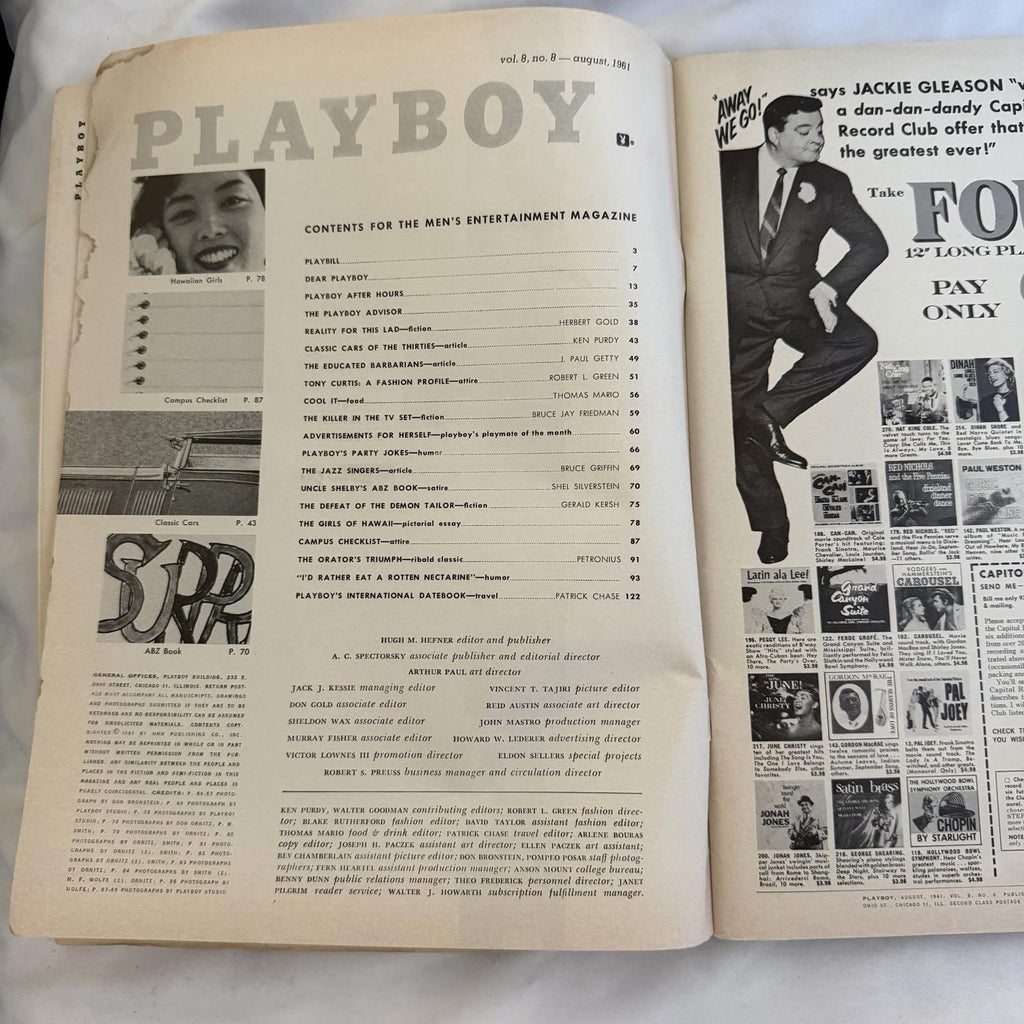 Vintage Playboy Aug 1961 Bunny Cover Karen Thompson Girls of Hawaii