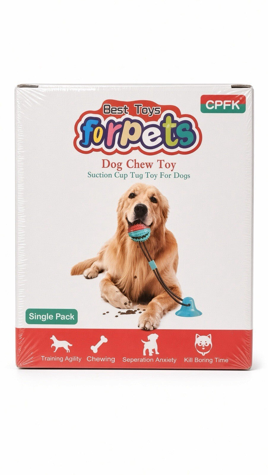 Forpets Dog Chew Toy Suction Cup Tug Food Dispensing Ball Teeth Clean
