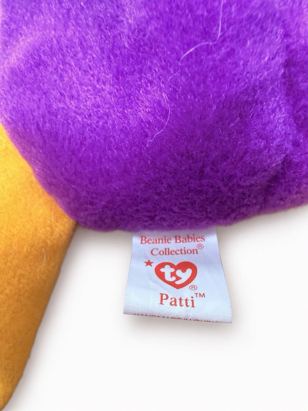 TY Beanie Baby Patti Platypus 1993 Purple Yellow Retired Vintage w/ Tag Case