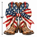 4pcs 10" Patriotic Cowboy Boots DTF PNG Flag Bow Iron On Transfer