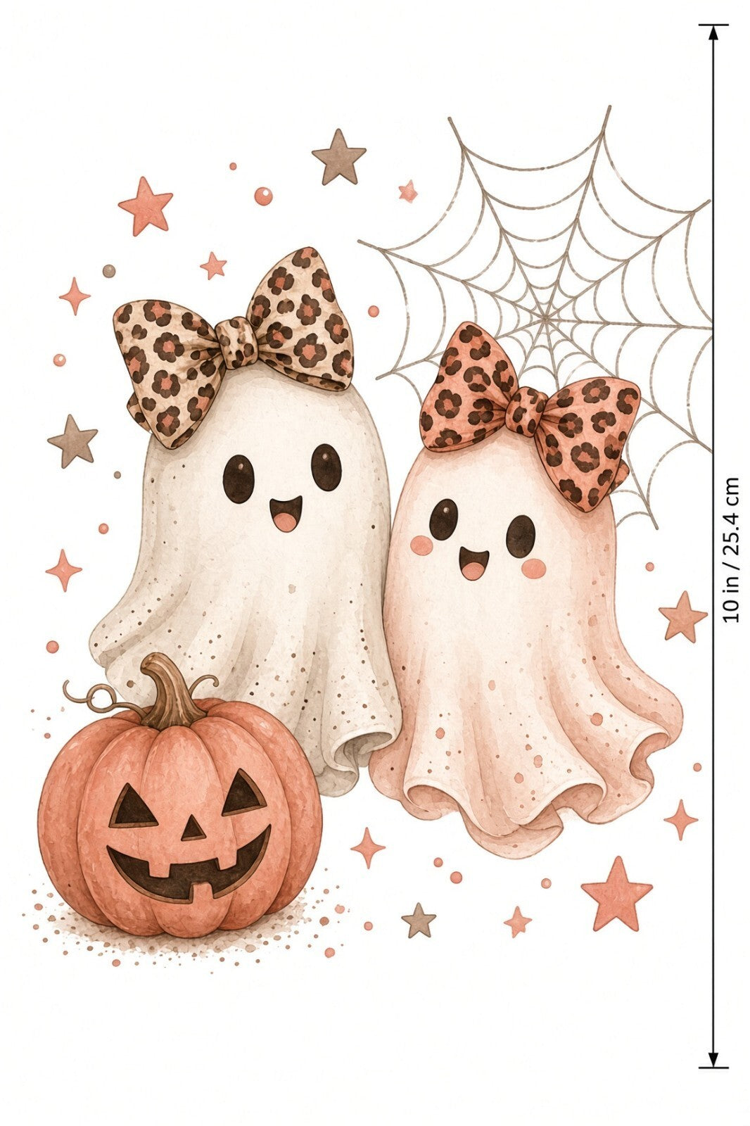 4pcs 10in Cute Ghosts Leopard Bow Pumpkin DTF Transfer