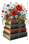 4pcs 10in Floral Antique Book Stack Poppy DTF Transfer