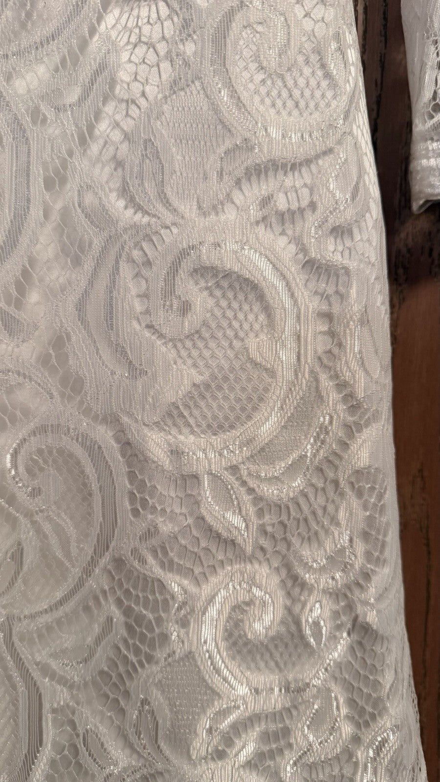 White Lace Wedding Dress Size 2 Long Sleeve High Low Train Bridal Gown
