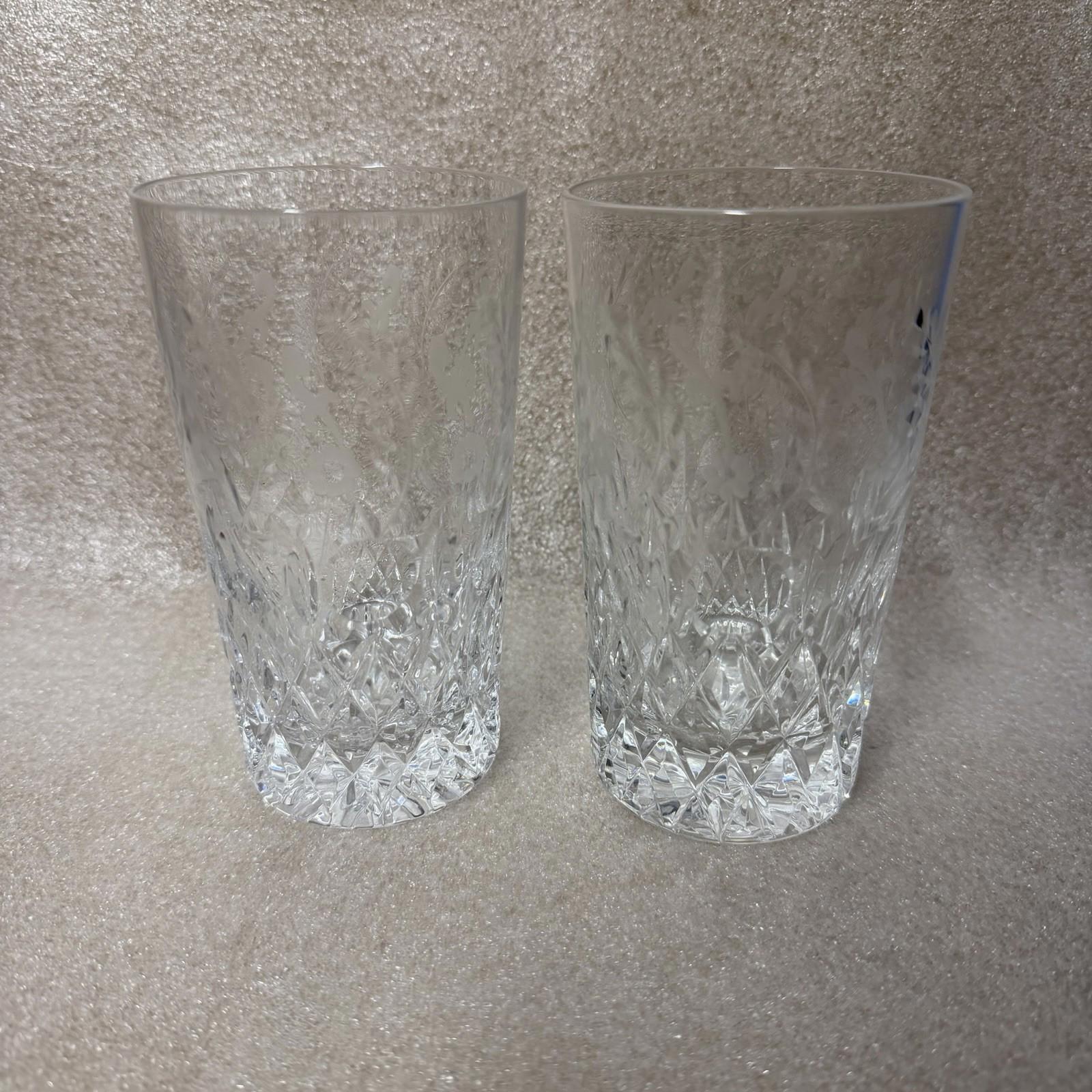 Vintage Rogaska Crystal Gallia Highball Glasses 5 3/8” Crystal Set of 2