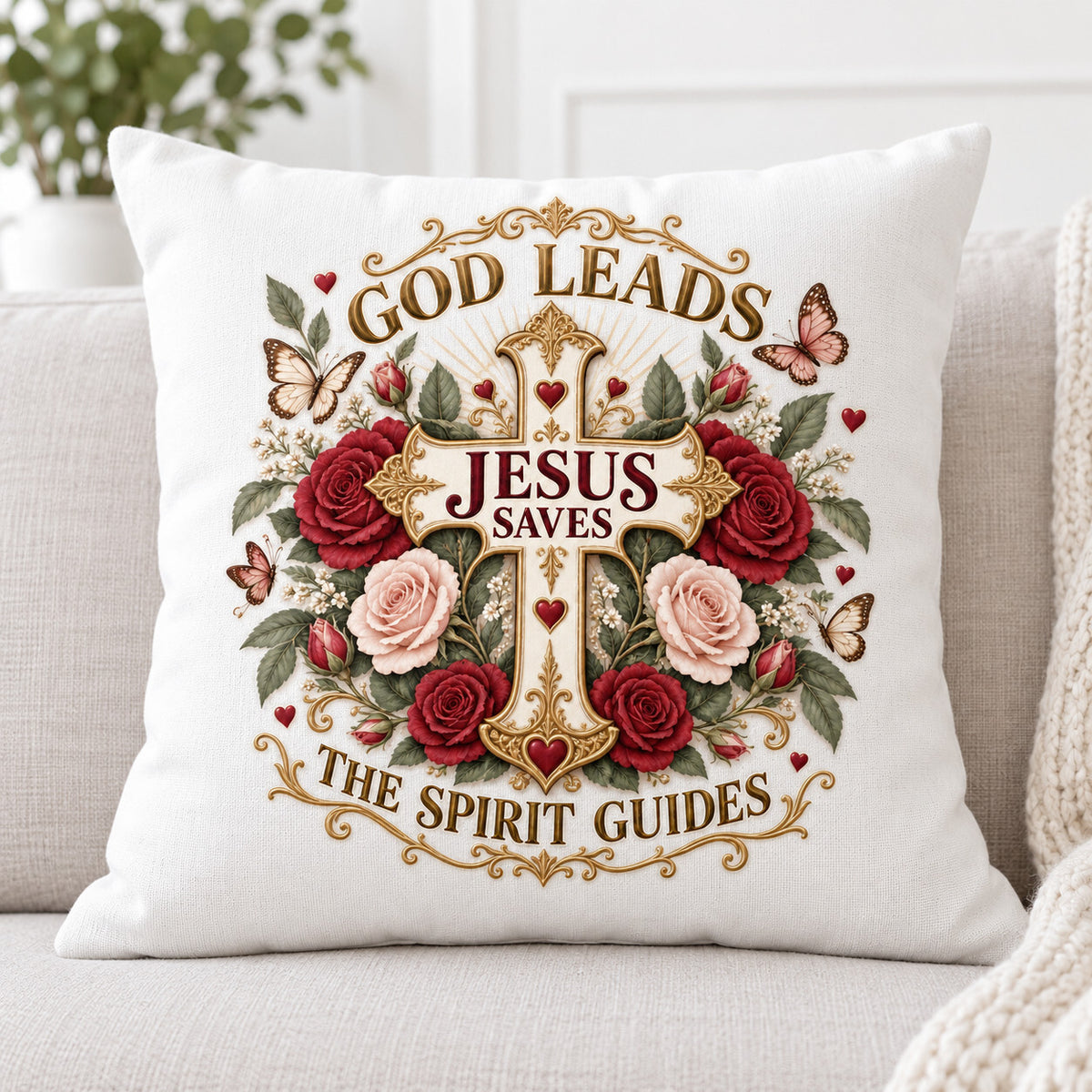 4 Pack God Leads Jesus Saves DTF Transfers 10 Inch Christian Iron On