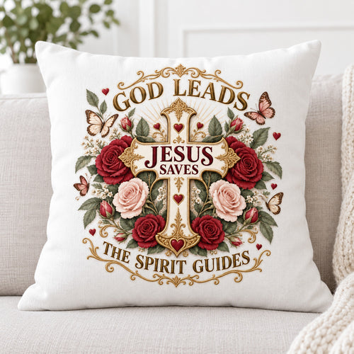 4 Pack God Leads Jesus Saves DTF Transfers 10 Inch Christian Iron On