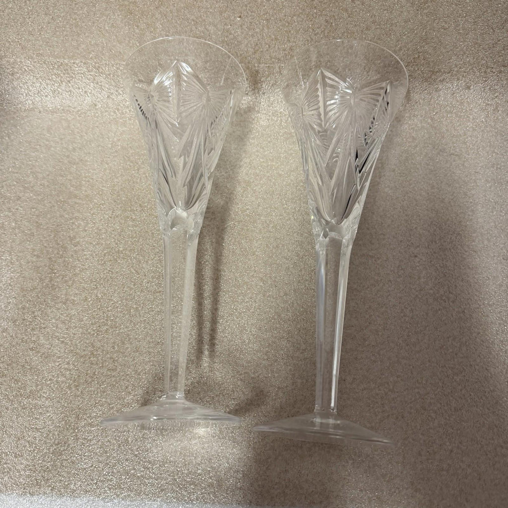 Pair of Waterford Crystal Millennium “Happiness” Champagne Toasting Flute 9 1/4”