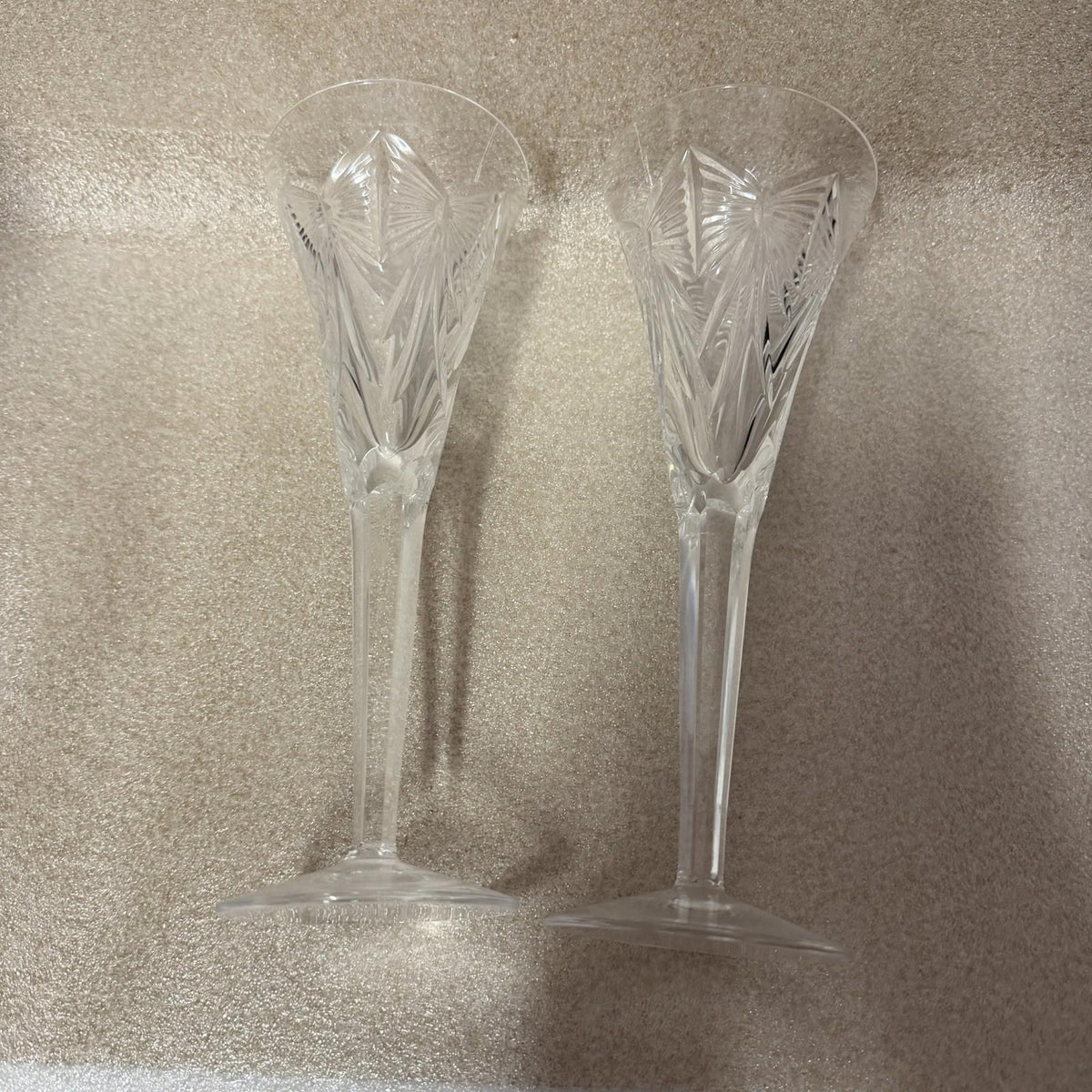 Pair of Waterford Crystal Millennium “Happiness” Champagne Toasting Flute 9 1/4”